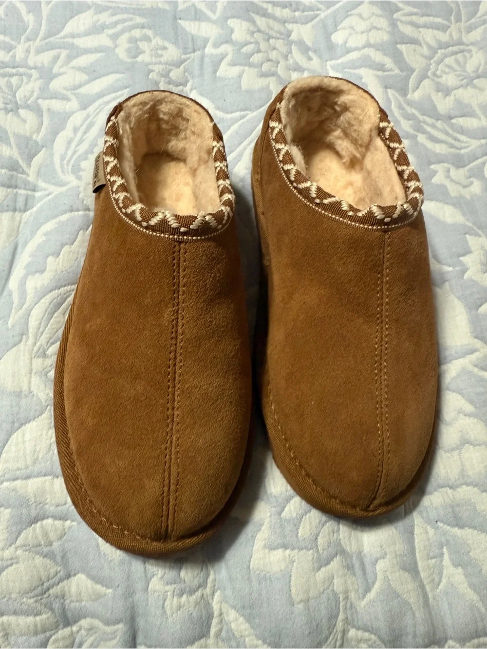 BearPaw Kids Brown Suede Plush-Lined Slip-On Slippers